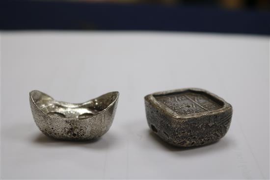 Two Chinese silver ingots